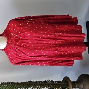 Cato Crimson Blouse with High Neck and Gold Details NWOT